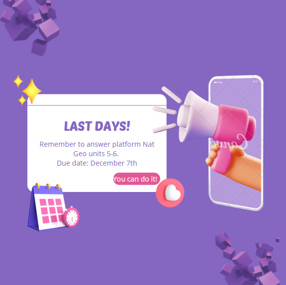 Remember to finish your platform by December 7th.