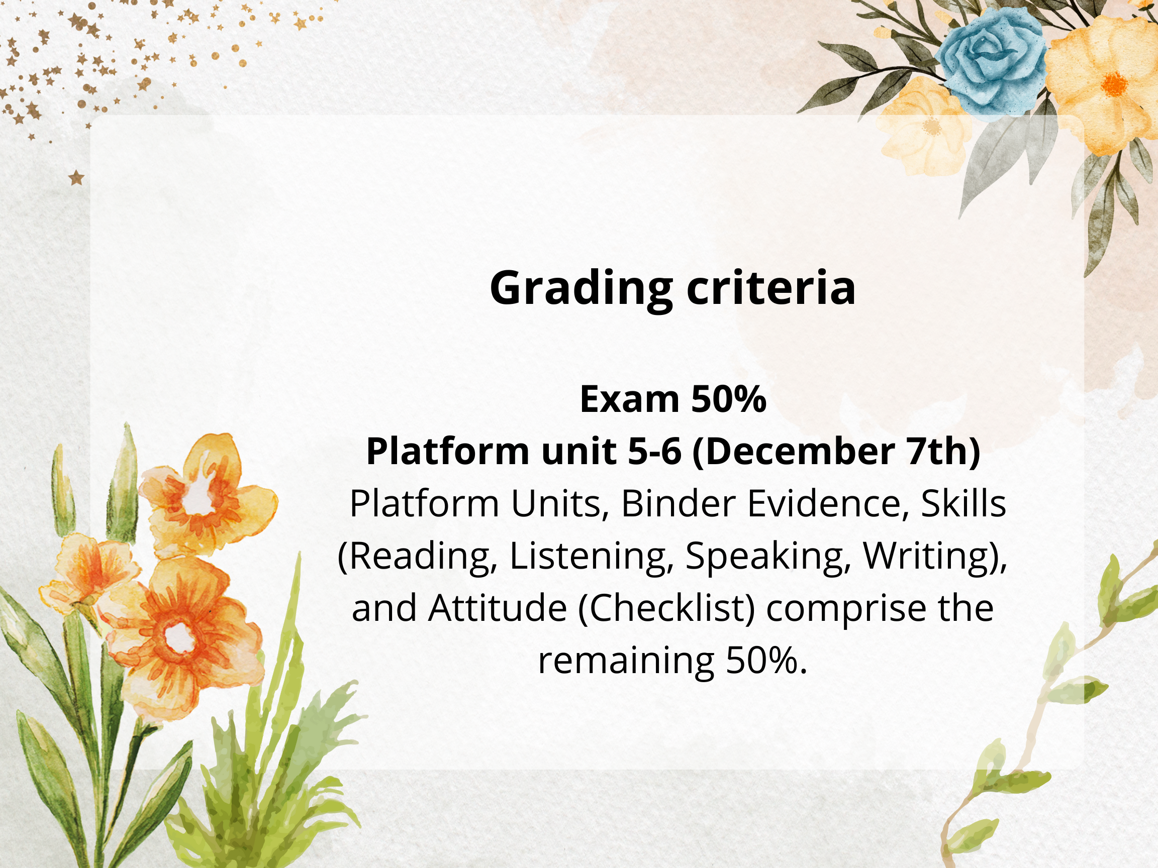 Grading criteria